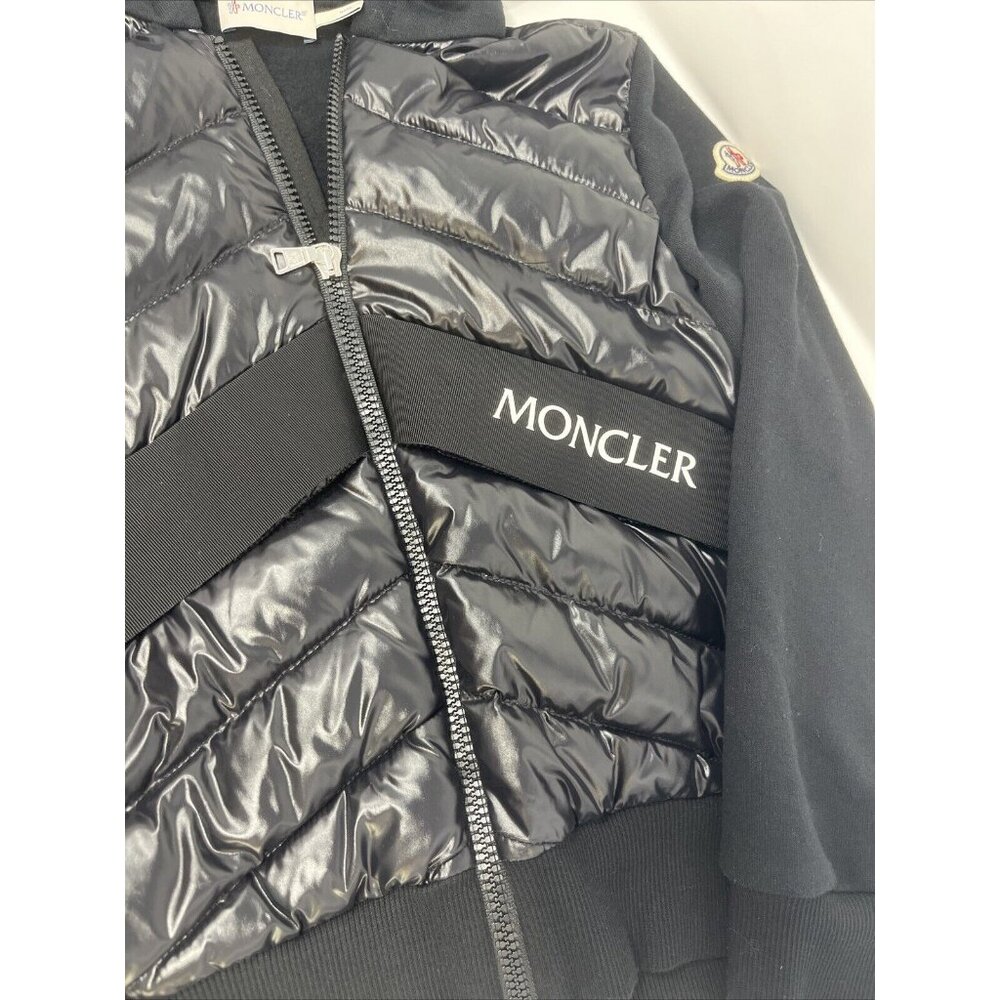 Moncler Kid's Quilted Down & Knit Hooded Black Cardigan Jacket Coat 10 NWT - Picture 6 of 10